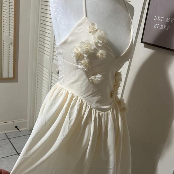 Oh Polly Cream Floral Halter Skater Dress - Picture 9 of 12